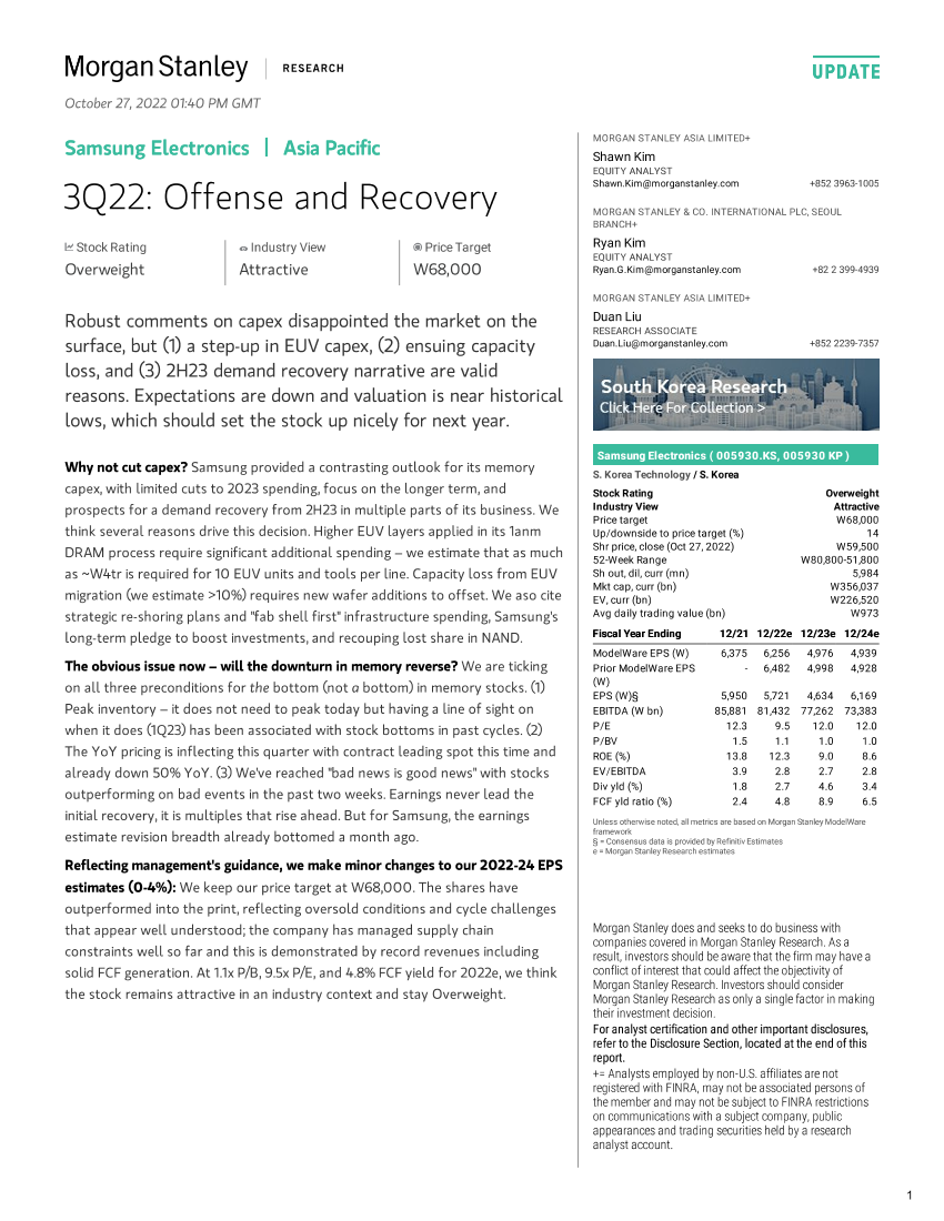 2022-10-27-005930.KS-Morgan Stanley-Samsung Electronics 3Q22 Offense and Recovery-989386922022-10-27-005930.KS-Morgan Stanley-Samsung Electronics 3Q22 Offense and Recovery-98938692_1.png